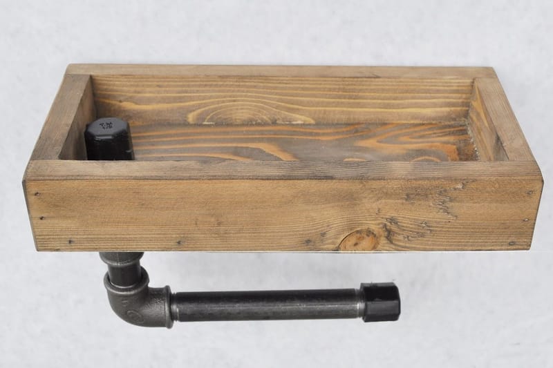 Evila Toapappershållare Rör/Trä - Trä/Svart - Inredning - Badrumsinredning - Toalettpappershållare