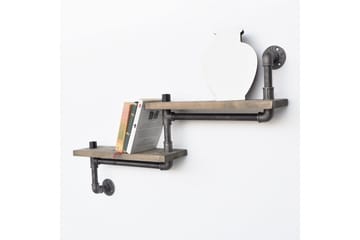 Evila Trapphylla Rör/Trä - Svart/Trä - Förvaring - Hylla - Vägghylla