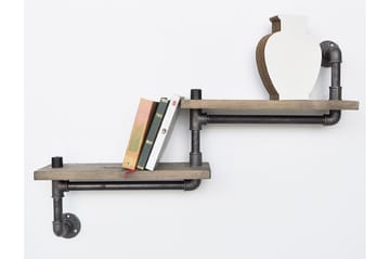 Evila Trapphylla Rör/Trä - Svart/Trä - Förvaring - Hylla - Vägghylla