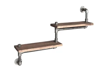 Evila Trapphylla Rör/Trä - Svart/Trä - Förvaring - Hylla - Vägghylla