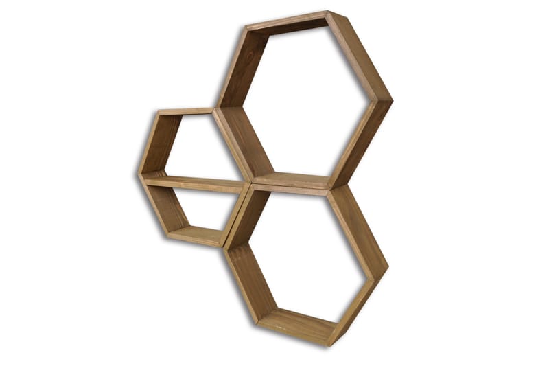 Evila Vägghylla 3 Hexagoner - Trä - Förvaring - Hylla - Vägghylla