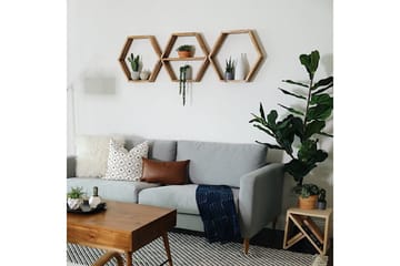 Evila Vägghylla 3 Hexagoner - Trä - Förvaring - Hylla - Vägghylla