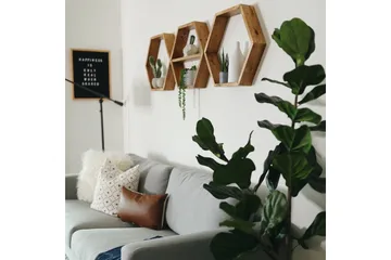 Evila Vägghylla 3 Hexagoner - Trä - Förvaring - Hylla - Vägghylla