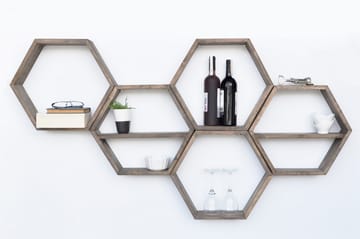 Evila Vägghylla 5 Hexagoner - Trä - Förvaring - Hylla - Vägghylla