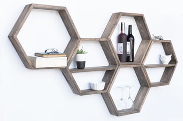 Evila Vägghylla 5 Hexagoner - Trä - Förvaring - Hylla - Vägghylla
