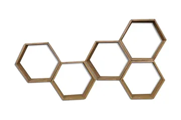 Evila Vägghylla Hexagoner - Trä - Förvaring - Hylla - Vägghylla