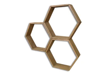 Evila Vägghylla Hexagoner - Trä - Förvaring - Hylla - Vägghylla