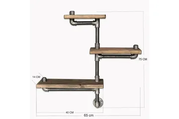 Evila Vägghylla Rör/Trä 3 Hyllor - Svart/Trä - Förvaring - Hylla - Vägghylla