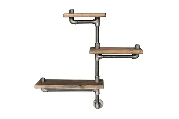 Evila Vägghylla Rör/Trä 3 Hyllor - Svart/Trä - Förvaring - Hylla - Vägghylla