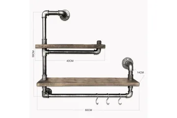Evila Vägghylla Rör/Trä - Svart/Trä - Förvaring - Hylla - Vägghylla