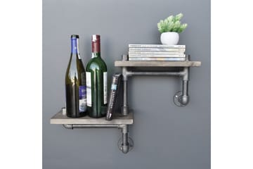 Evila Vägghylla Rör/Trä - Trä/Svart - Förvaring - Hylla - Vägghylla