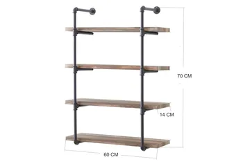 Evila Vägghylla Rör/Trä - Trä/Svart - Förvaring - Hylla - Vägghylla