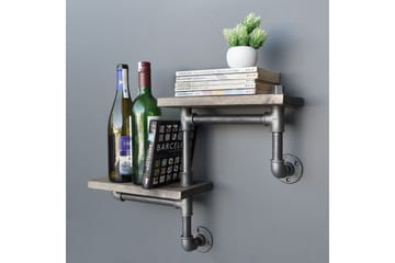 Evila Vägghylla Rör/Trä - Trä/Svart - Förvaring - Hylla - Vägghylla