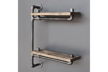 Evila Vägghylla Rör/Trä - Trä/Svart - Förvaring - Hylla - Vägghylla