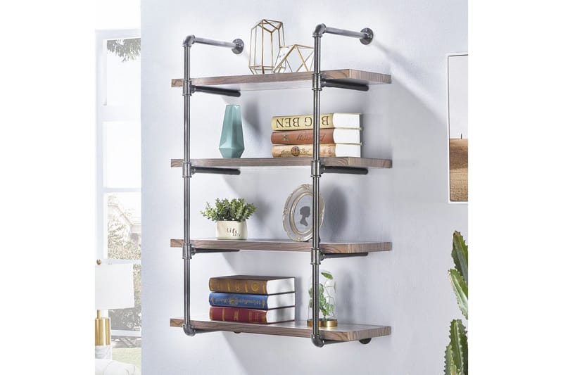 Evila Vägghylla Rör/Trä - Trä/Svart - Förvaring - Hylla - Vägghylla