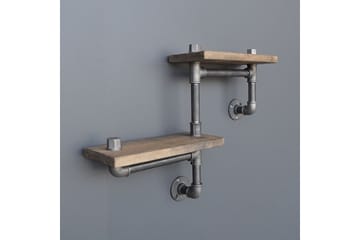 Evila Vägghylla Rör/Trä - Trä/Svart - Förvaring - Hylla - Vägghylla