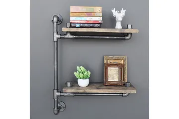 Evila Vägghylla Rör/Trä - Trä/Svart - Förvaring - Hylla - Vägghylla