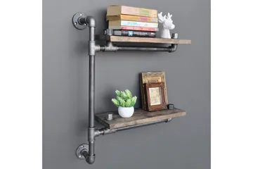 Evila Vägghylla Rör/Trä - Trä/Svart - Förvaring - Hylla - Vägghylla