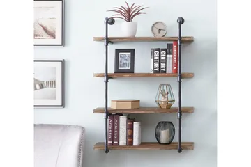 Evila Vägghylla Rör/Trä - Trä/Svart - Förvaring - Hylla - Vägghylla