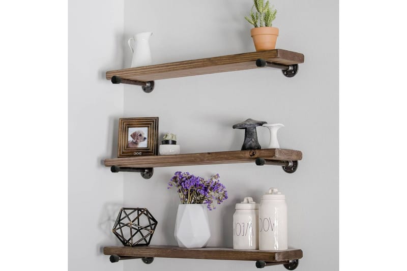 Evila Vägghylla Rustik - Trä/Svart - Förvaring - Hylla - Vägghylla