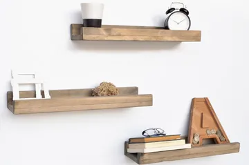 Evila Vägghyllor Smala Set om 3 - Trä - Förvaring - Hylla - Vägghylla