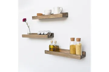 Evila Vägghyllor Smala Set om 3 - Trä - Förvaring - Hylla - Vägghylla