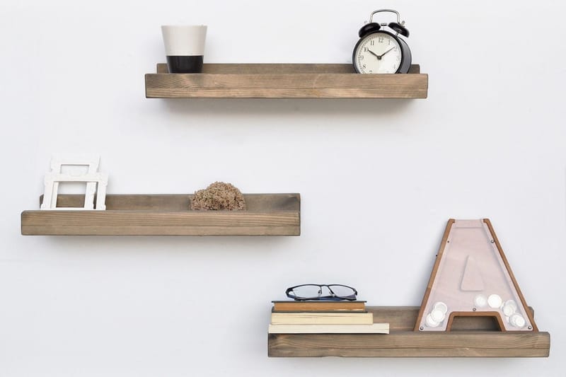 Evila Vägghyllor Smala Set om 3 - Trä - Förvaring - Hylla - Vägghylla