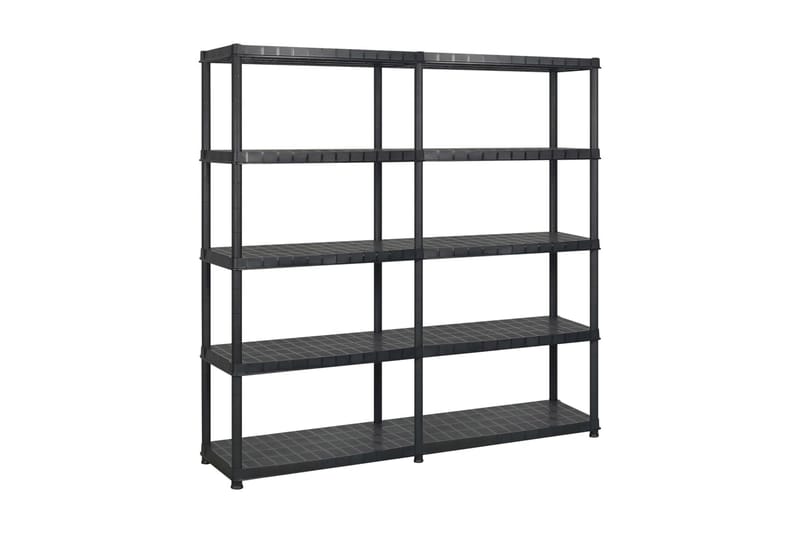 Förvaringshylla 5 hyllor svart 183x45,7x185 cm plast - Svart - Vägghylla - Väggförvaring