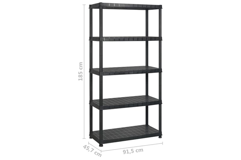 Förvaringshylla 5 hyllor svart 183x45,7x185 cm plast - Svart - Vägghylla - Väggförvaring