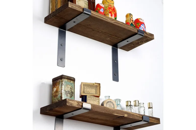 Fercho Vägghylla 40 cm - Svart/Valnöt - Förvaring - Hylla - Vägghylla