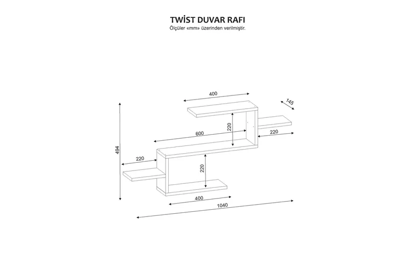 Furny Home Sängbord Dekor - Vit - Förvaring - Hylla - Vägghylla