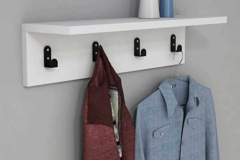 Gersby Vägghylla 60 cm - Vit - Förvaring - Klädförvaring - Klädhängare - Krokar
