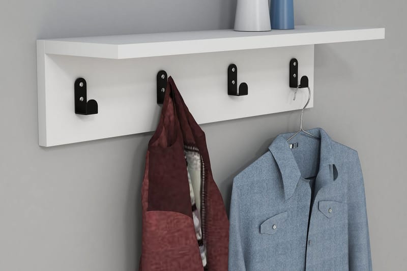 Gersby Vägghylla 60 cm - Vit - Förvaring - Klädförvaring - Klädhängare - Krokar