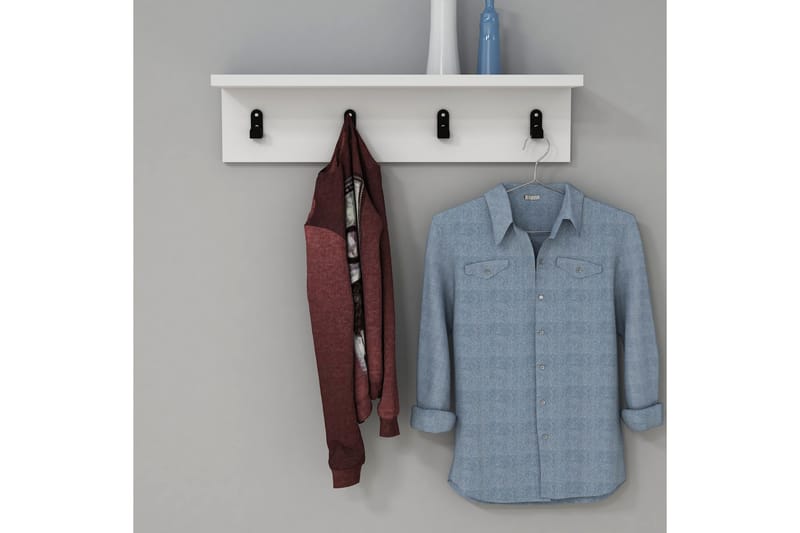 Gersby Vägghylla 60 cm - Vit - Förvaring - Klädförvaring - Klädhängare - Krokar