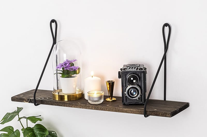 Gokse Vägghylla 15x60 cm - Svart/Valnöt - Förvaring - Hylla - Vägghylla