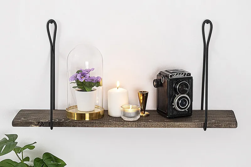 Gokse Vägghylla 15x60 cm - Svart/Valnöt - Förvaring - Hylla - Vägghylla