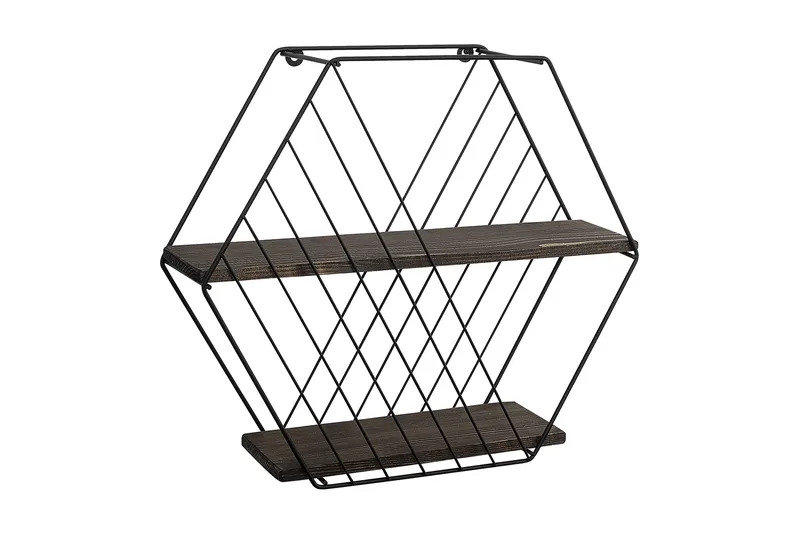 Gullugso Vägghylla 15x60 cm 2-pack, Svart/Valnöt