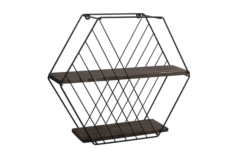 Gullugso Vägghylla 15x60 cm 2-pack, Svart/Valnöt