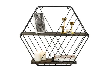 Gullugso Vägghylla 15x60 cm 2-pack - Svart/Valnöt - Förvaring - Hylla - Vägghylla