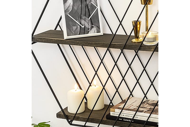 Gullugso Vägghylla 15x60 cm 2-pack - Svart/Valnöt - Förvaring - Hylla - Vägghylla