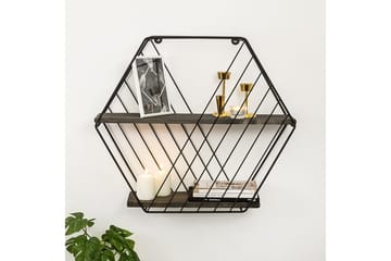 Gullugso Vägghylla 15x60 cm 2-pack - Svart/Valnöt - Förvaring - Hylla - Vägghylla