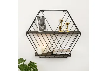 Gullugso Vägghylla 15x60 cm 2-pack - Svart/Valnöt - Förvaring - Hylla - Vägghylla