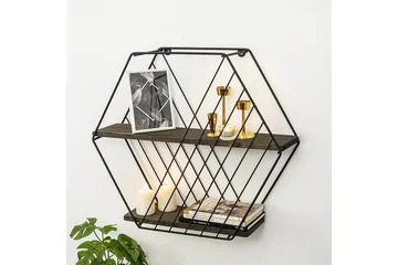 Gullugso Vägghylla 15x60 cm 2-pack - Svart/Valnöt - Förvaring - Hylla - Vägghylla