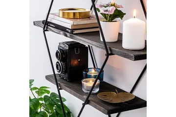 Gyllenlack Vägghylla 60x15 cm 3 Hyllor - Svart/Mörkbrun - Förvaring - Hylla - Vägghylla