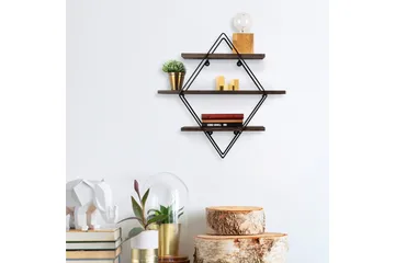 Gyllenlack Vägghylla 60x15 cm 3 Hyllor - Svart/Mörkbrun - Förvaring - Hylla - Vägghylla