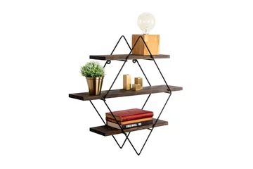 Gyllenlack Vägghylla 60x15 cm 3 Hyllor - Svart/Mörkbrun - Förvaring - Hylla - Vägghylla