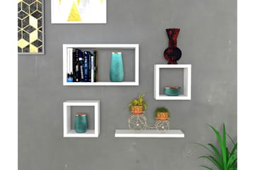 Havzan Vägghylla 44x15 cm 4 Hyllor - Vit - Förvaring - Hylla - Vägghylla