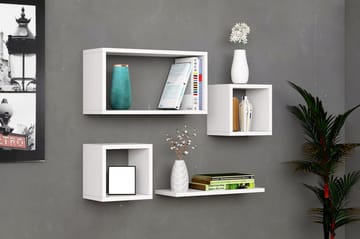 Havzan Vägghylla 44x15 cm 4 Hyllor - Vit - Förvaring - Hylla - Vägghylla