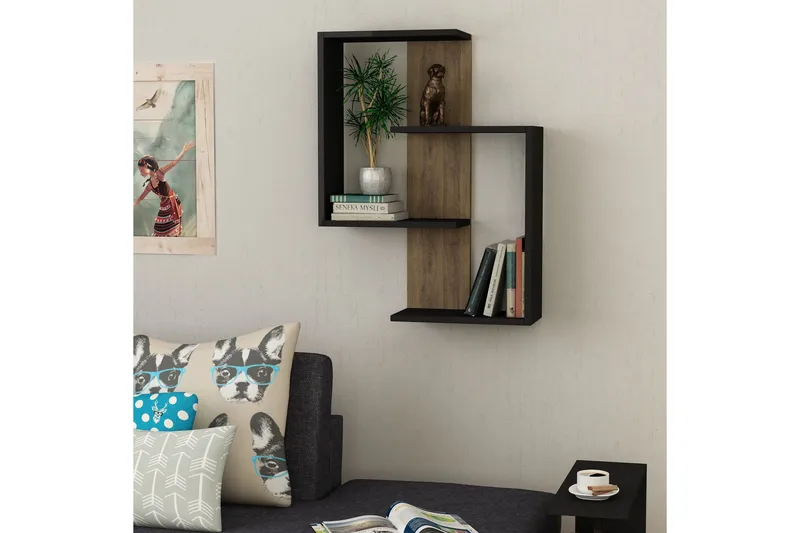 Homitis Vägghylla - Grå/Mörk Ek - Förvaring - Hylla - Vägghylla