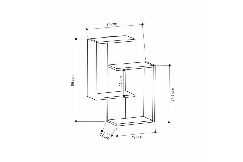 Homitis Vägghylla - Grå/Mörk Ek - Förvaring - Hylla - Vägghylla